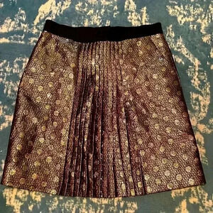 J.Crew pleated elastic waist pocket gold shimmer skirt 4